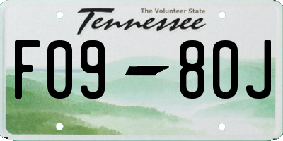 TN license plate F0980J