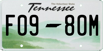 TN license plate F0980M