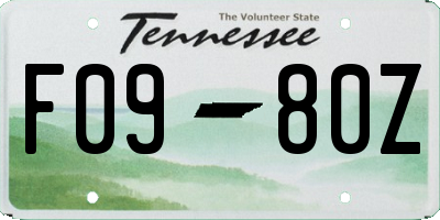 TN license plate F0980Z