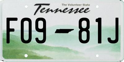 TN license plate F0981J