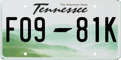 TN license plate F0981K