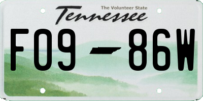 TN license plate F0986W
