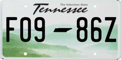 TN license plate F0986Z