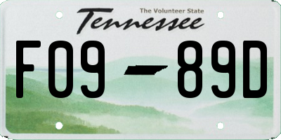 TN license plate F0989D