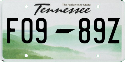TN license plate F0989Z