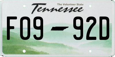 TN license plate F0992D
