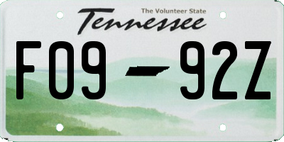 TN license plate F0992Z