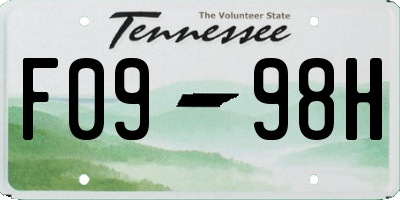 TN license plate F0998H