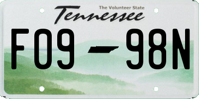 TN license plate F0998N