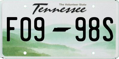 TN license plate F0998S