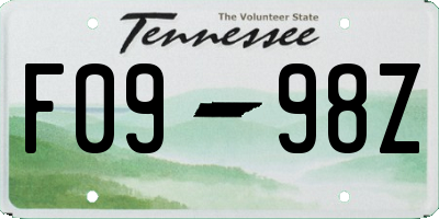 TN license plate F0998Z