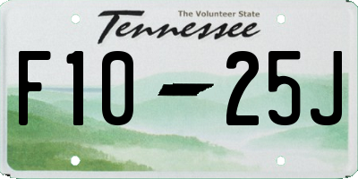 TN license plate F1025J