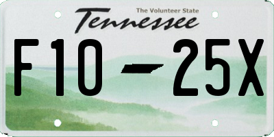TN license plate F1025X
