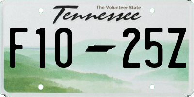 TN license plate F1025Z