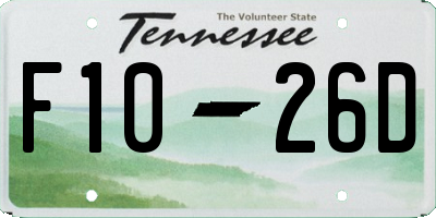 TN license plate F1026D