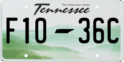 TN license plate F1036C