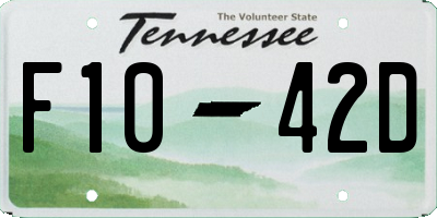 TN license plate F1042D