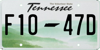 TN license plate F1047D
