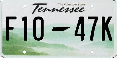 TN license plate F1047K