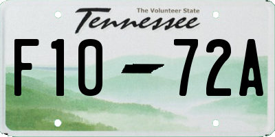TN license plate F1072A