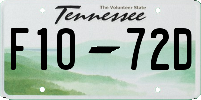 TN license plate F1072D