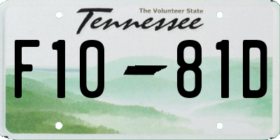 TN license plate F1081D