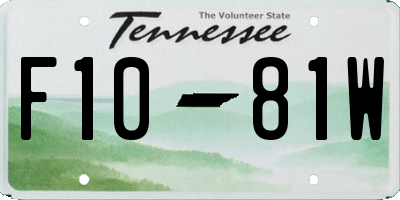 TN license plate F1081W