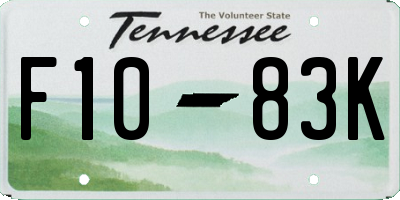 TN license plate F1083K