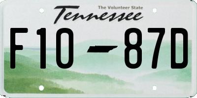 TN license plate F1087D