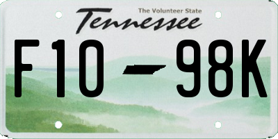 TN license plate F1098K