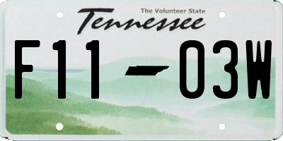TN license plate F1103W