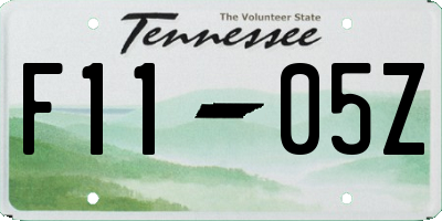 TN license plate F1105Z