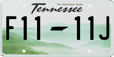TN license plate F1111J