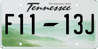 TN license plate F1113J