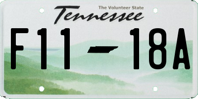 TN license plate F1118A