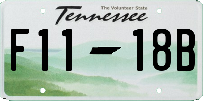 TN license plate F1118B