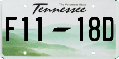TN license plate F1118D