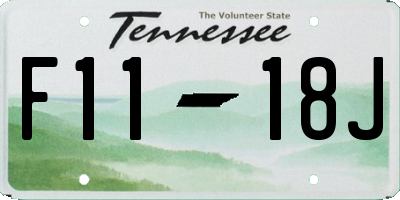 TN license plate F1118J