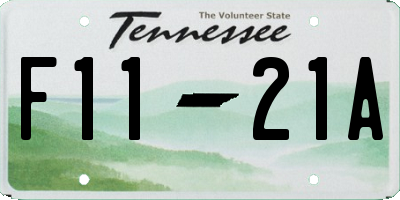TN license plate F1121A