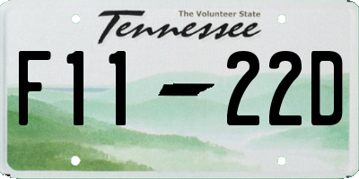 TN license plate F1122D