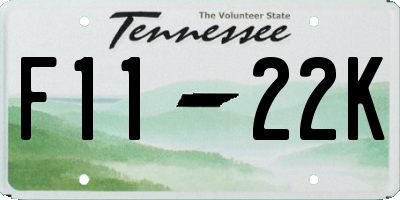 TN license plate F1122K