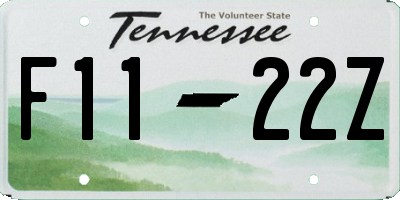 TN license plate F1122Z