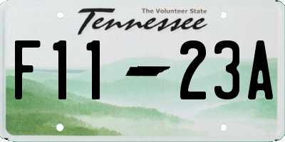 TN license plate F1123A