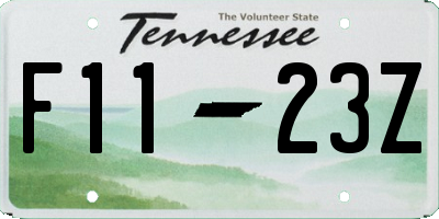 TN license plate F1123Z