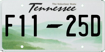 TN license plate F1125D