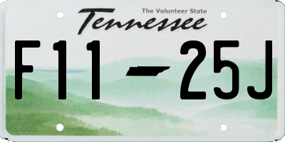 TN license plate F1125J