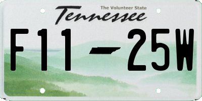 TN license plate F1125W