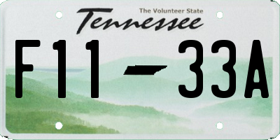 TN license plate F1133A