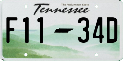 TN license plate F1134D