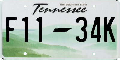 TN license plate F1134K
